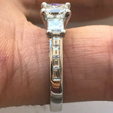 2.7ct Princess Cut Diamond Engagement Ring Accents Trilogy 14k White Gold Finish