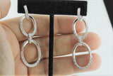 2ct Round Cut VVS1 Diamond Dual Oval Women Drop Earrings 14k White Gold Finish