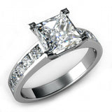 2.5ct Princess Cut Fine Solitaire Accented Engagement Ring 14k White Gold Finish