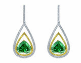 4Ct Heart Cut Green Emerald Party Tear Drop Earrings Women 14K White Gold Finish