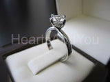 1ct Round Moissanite Heart Prong Solitaire Engagement Ring 14k White Gold Plated