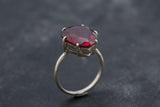 1.3ct Engagement Ring Pear Cut Pink Ruby Solitaire Women 14k White Gold Finish