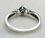 1ct Engagement Ring Princess Cut Blue Sapphire Three Stone 14k White Gold Finish