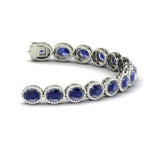 20Ct Round Blue Sapphire Diamond Halo Royal Tennis Bracelet 14K White Gold Over