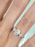 2ct Oval Cut Diamond Trilogy Milgrain Princess Accent Ring 14k White Gold Finish