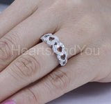 2.2ct Round Cut Moissanite Hearts Valentine Wedding Band 14k White Gold Plated