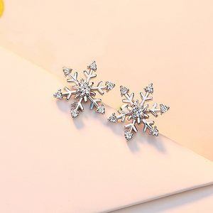 2ct Round Cut VVS1D Diamond Snowflake Trendy Stud Earrings 14k White Gold Finish