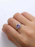 1.5ct Oval Cut Purple Amethyst Engagement Ring Art Deco 14k White Gold Finish