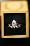 1.5ct Marquise Cut Diamond Engagement Ring 14k Rose Gold Finish Leaf Bridal Set