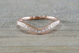 1ct Round Cut VVS1D Diamond Wedding Band 14k Rose Gold Finish Stackable Curved