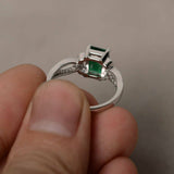 2ct Emerald Cut Green Emerald Engagement Ring 14k White Gold Finish Split Band