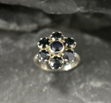 2.8ct Engagement Ring Round Blue Sapphire Floral Cluster 14k White Gold Finish