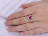 1.6ct Pear Cut Ruby Halo Engagement Ring 14k White Gold Finish with Round Accent