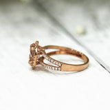 3Ct Oval Cut Peach Morganite Split Shank Halo Engagement Ring 14K Rose Gold Over