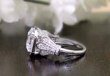 Vintage Halo Engagement Ring 1.5ct Asscher Cut Diamond 14k White Gold Finish