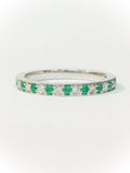 1ct Round Green Emerald Half Eternity Wedding Band Ring 14k White Gold Finish