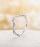 1ct Round Cut Diamond Wedding Band Curved Stackable Women 14k White Gold Finish