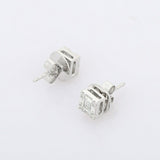 1ct Stud Earrings Baguette Round Cut Diamond Cluster 14k White Gold Finish