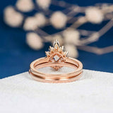 1.2ct Round Cut Peach Morganite Engagement Ring 14k Rose Gold Finish Bridal Set