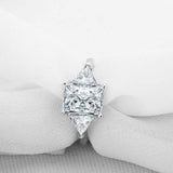 2ct Radiant Diamond Engagement Ring Trillion Accent Trilogy 14k White Gold Over