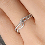 1ct Round Cut Diamond Engagement Ring 14k WhiteGold Finish Love Knot Beaded Wave