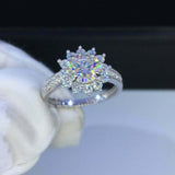 2ct Round Cut Diamond Accent Cluster Halo Engagement Ring 14k White Gold Finish