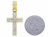 1.5ct Round Cut Diamond Jesus Cross Holy Pendant 14k Dual Gold Finish NO CHAIN