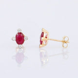 1.4ct Stud Earrings Oval Cut Pink Ruby Minimalist 14k Yellow Gold Finish