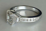 2ct Radiant Cut Diamond Engagement Ring Accents Solitaire 14k White Gold Finish