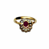 2.6ct Cushion Cut Pink Ruby Engagement Ring Floral 14k Yellow Gold Finish