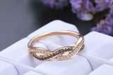 1.1ct Round Cut Black White Diamond Wedding Band Infinity 14k Rose Gold Finish