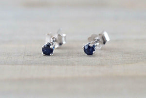 0.2ct Round Cut Blue Sapphire 4 Prong Solitaire Stud Earrings 14k WhiteGold Over