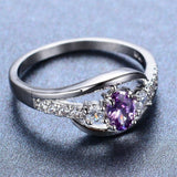 2.3ct Oval Cut Purple Amethyst Engagement Ring 14k White Gold Finish Solitaire