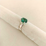 2ct Engagement Ring Round Cut Green Emerald Solitaire Women 14k WhiteGold Finish