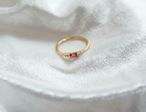 0.2ct Engagement Ring Baguette Cut Pink Ruby Minimalist 14k Yellow Gold Finish