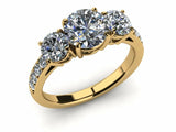 1.6ct Round Cut VVS1 Diamond Three Stone Engagement Ring 14k Yellow Gold Finish