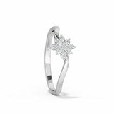 1ct Engagement Ring Round Cut Diamond Floral Solitaire 14k White Gold Finish