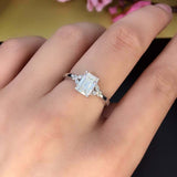 1.7ct Emerald Cut Diamond Solitaire Butterfly Accents Ring 14k White Gold Finish