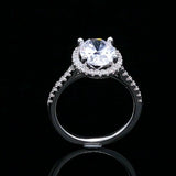 3Ct Oval Cut Diamond Halo Engagement Ring 14K White Gold Finish Round Accents