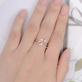 2ct Princess Cut Peach Morganite Engagement Ring Bridal Set 14k Rose Gold Finish