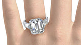 2.5ct Emerald Cut Diamond Side Baguette Engagement Ring 14k White Gold Finish