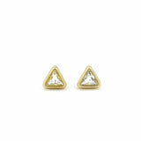 0.5ct Trillion Cut VVS1D Diamond Solitaire Stud Earrings 14k Yellow Gold Finish