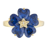 5ct Engagement Ring Heart Cut Blue Sapphire Floral Women 14k Yellow Gold Finish