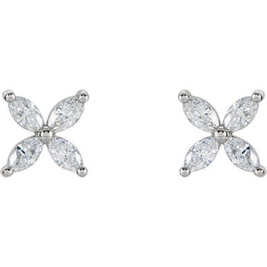 0.5ct Marquise Cut Diamond Butterfly Stud Earrings Women 14k White Gold Finish