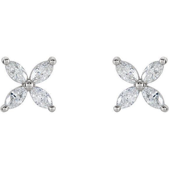 0.5ct Marquise Cut Diamond Butterfly Stud Earrings Women 14k White Gold Finish