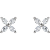 0.5ct Marquise Cut Diamond Butterfly Stud Earrings Women 14k White Gold Finish