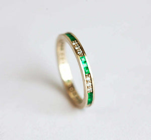 1ct Princess Cut Green Emerald Wedding Band 14k Yellow Gold Finish Full Eternity