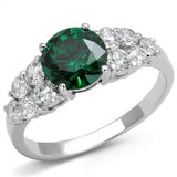 3Ct Round Cut Green Emerald Diamond Cluster Accent Ring 14K White Gold Finish