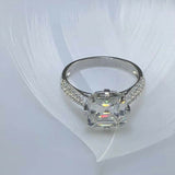 4ct Asscher Cut Diamond Engagement Ring Two Row Round Accent 14k White Gold Over