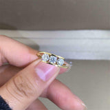 1ct Round Cut Diamond Engagement Ring Solitaire Trilogy 14k Yellow Gold Finish